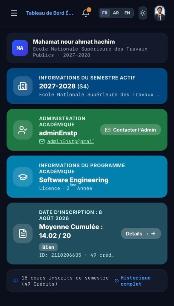 Mahamat Nour Ahmat Hachim - Student Dashboard